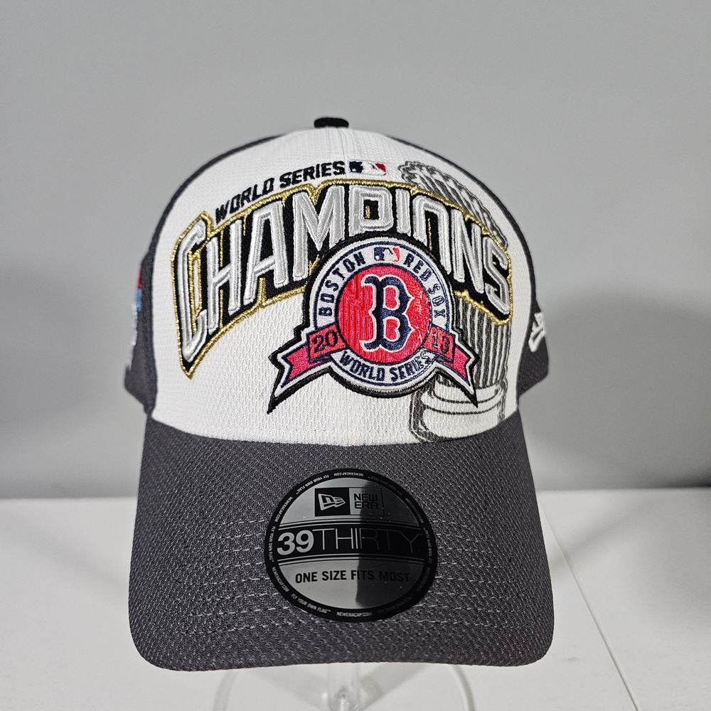 New Era Hat Mens OSFM Charcoal Boston Red Sox 2013 World Series Champions